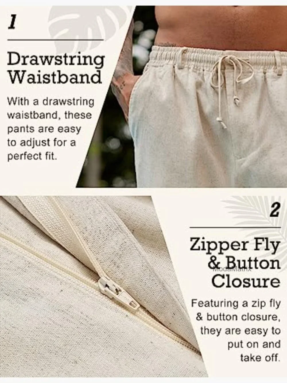 Men's Linen Pants Elastic Waist Drawstring Casual Summer Lightweight Trousers
